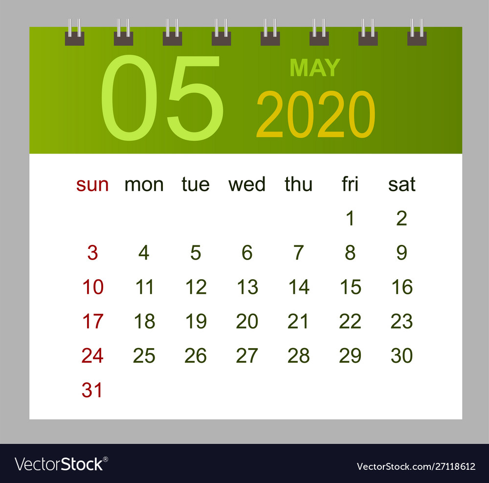 Template Calendar For May 2020 Week Starts