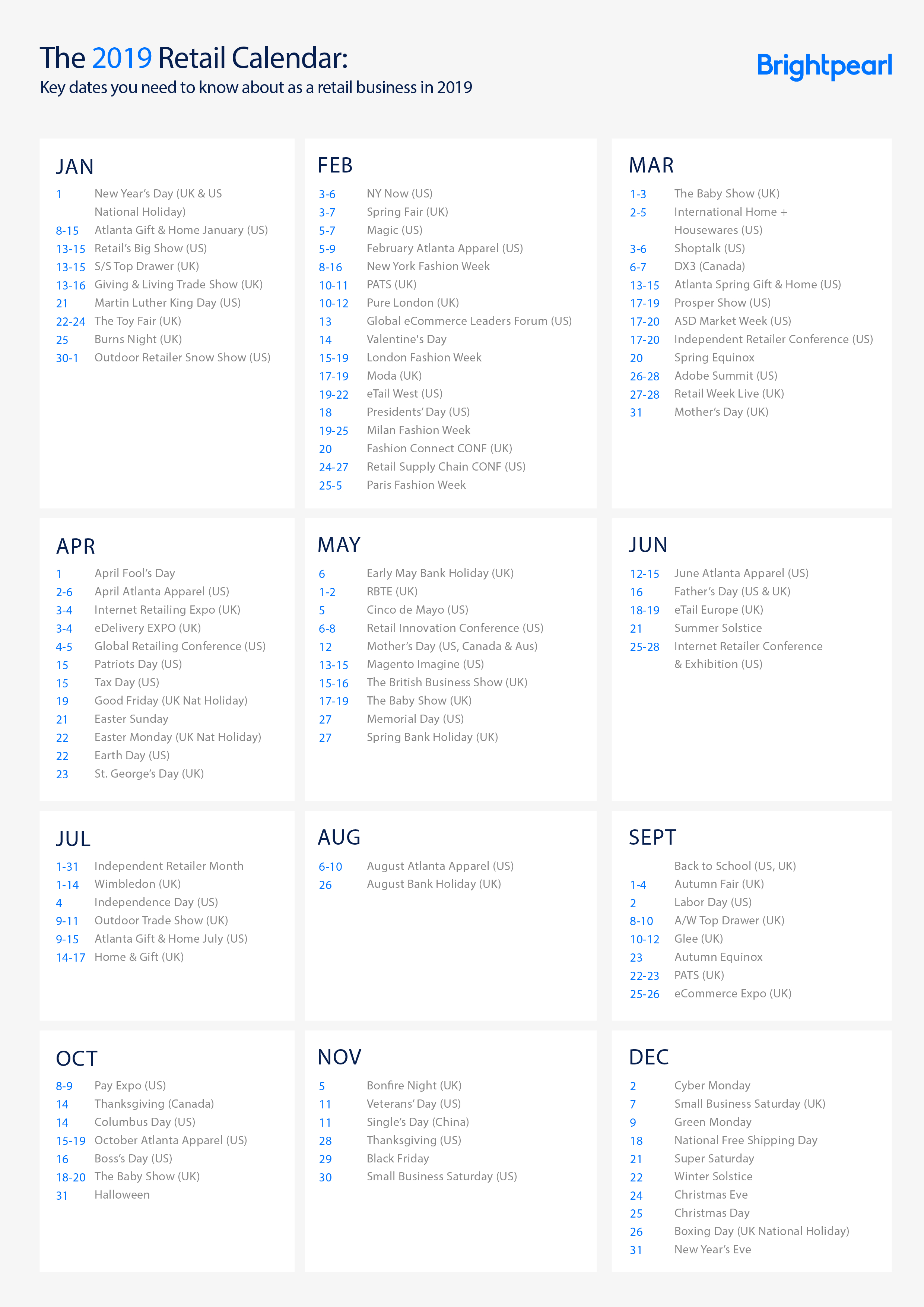 The 2019 Retail Calendar: Key Dates You Need To Know About