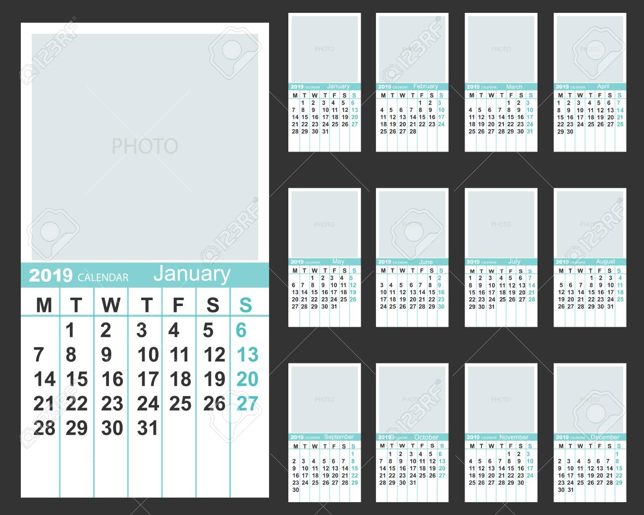 The Calendar. New Year. 2019. Date. For Your Design.