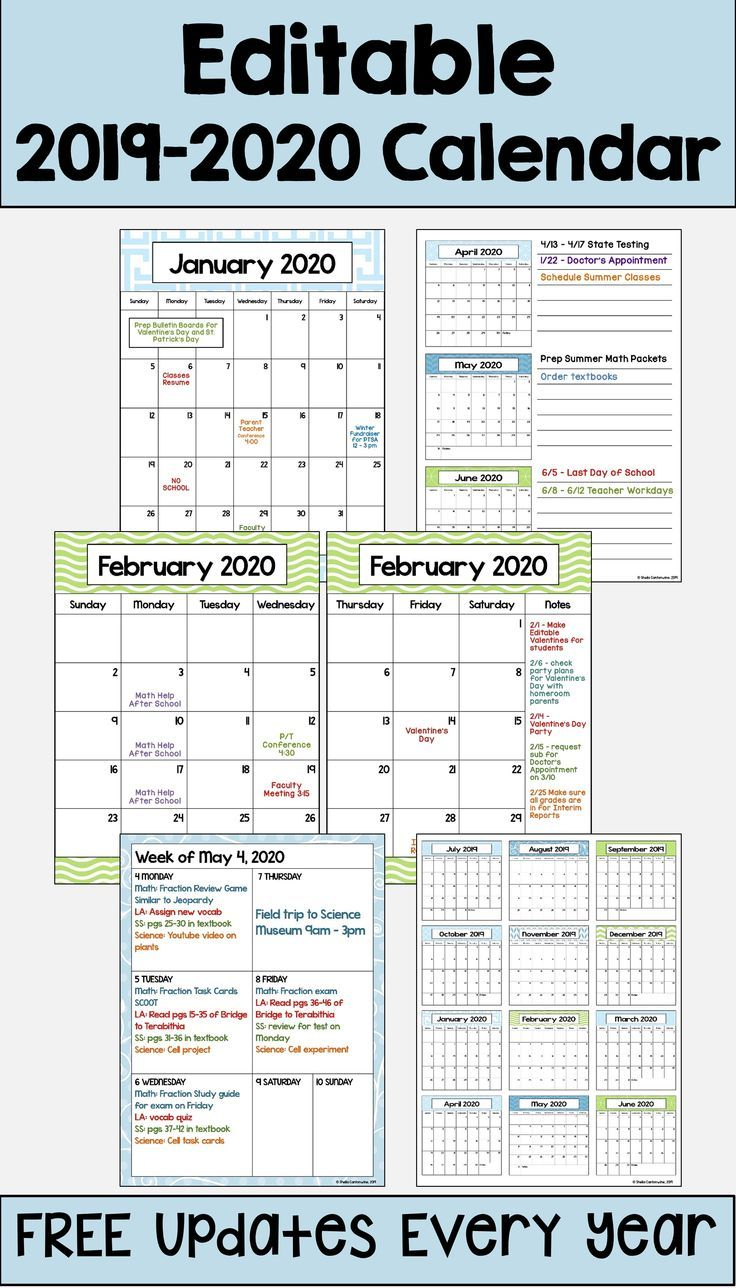 This 2019 – 2020 Editable Calendar Template Is Printable And