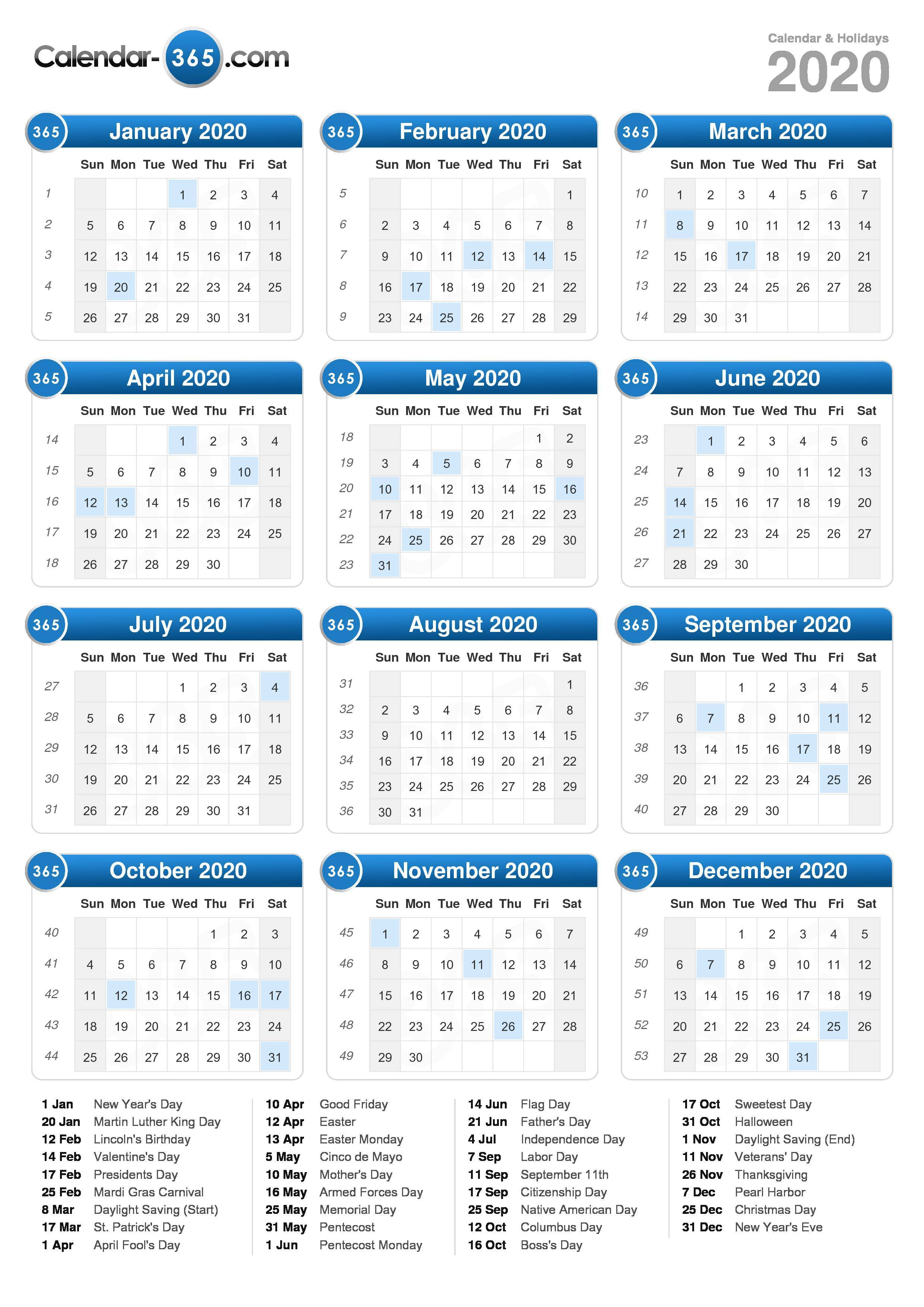 Calendar 2020 Date And Time