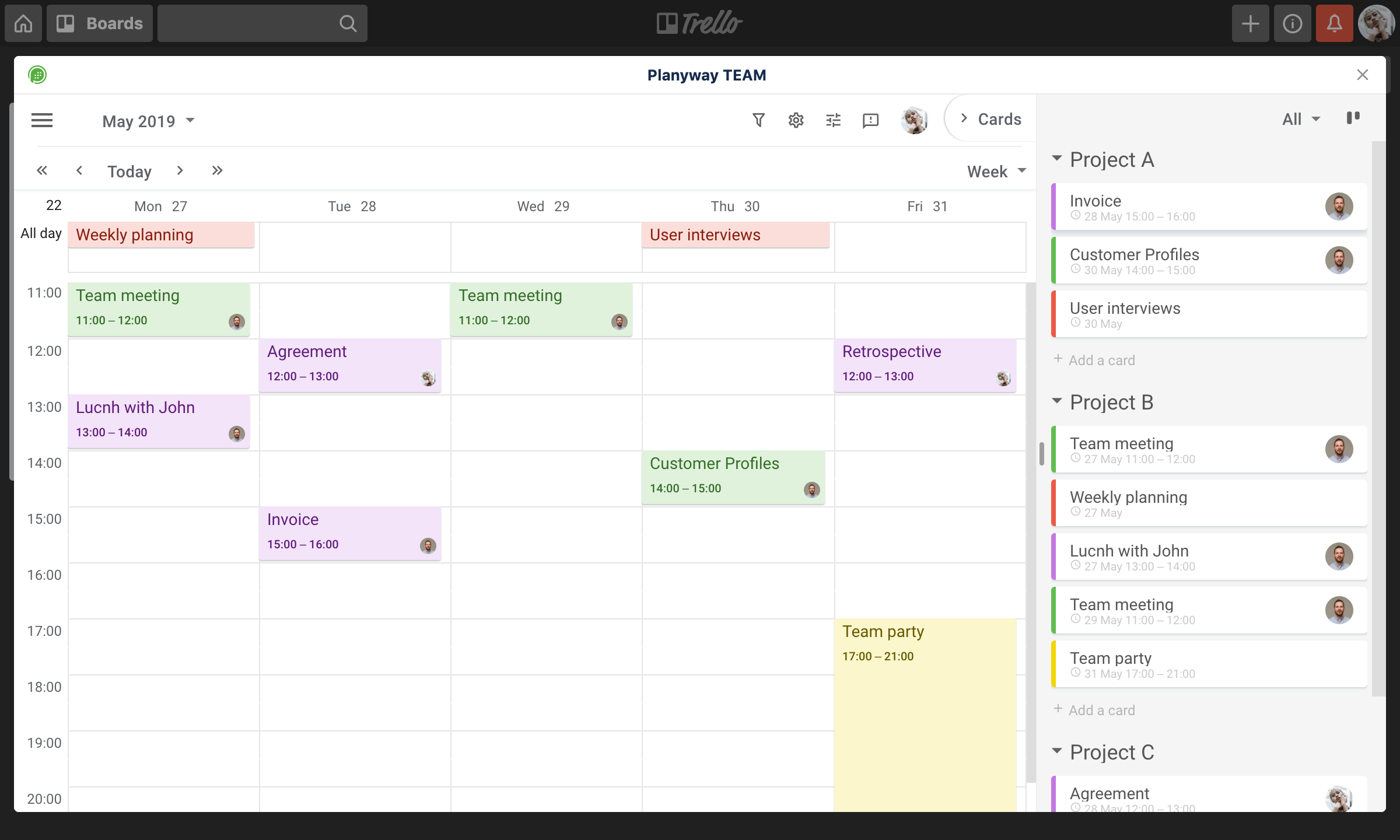 trello calendar view