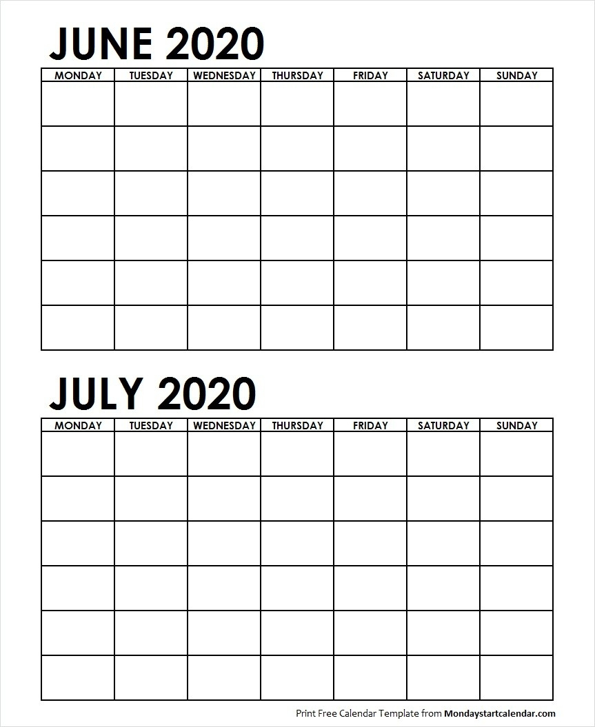 Two Month Calendar June And July 2020 | Example Calendar