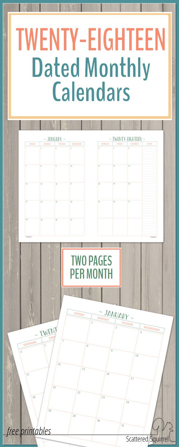 Two Page Per Month 2018 Dated Calendars Are Ready