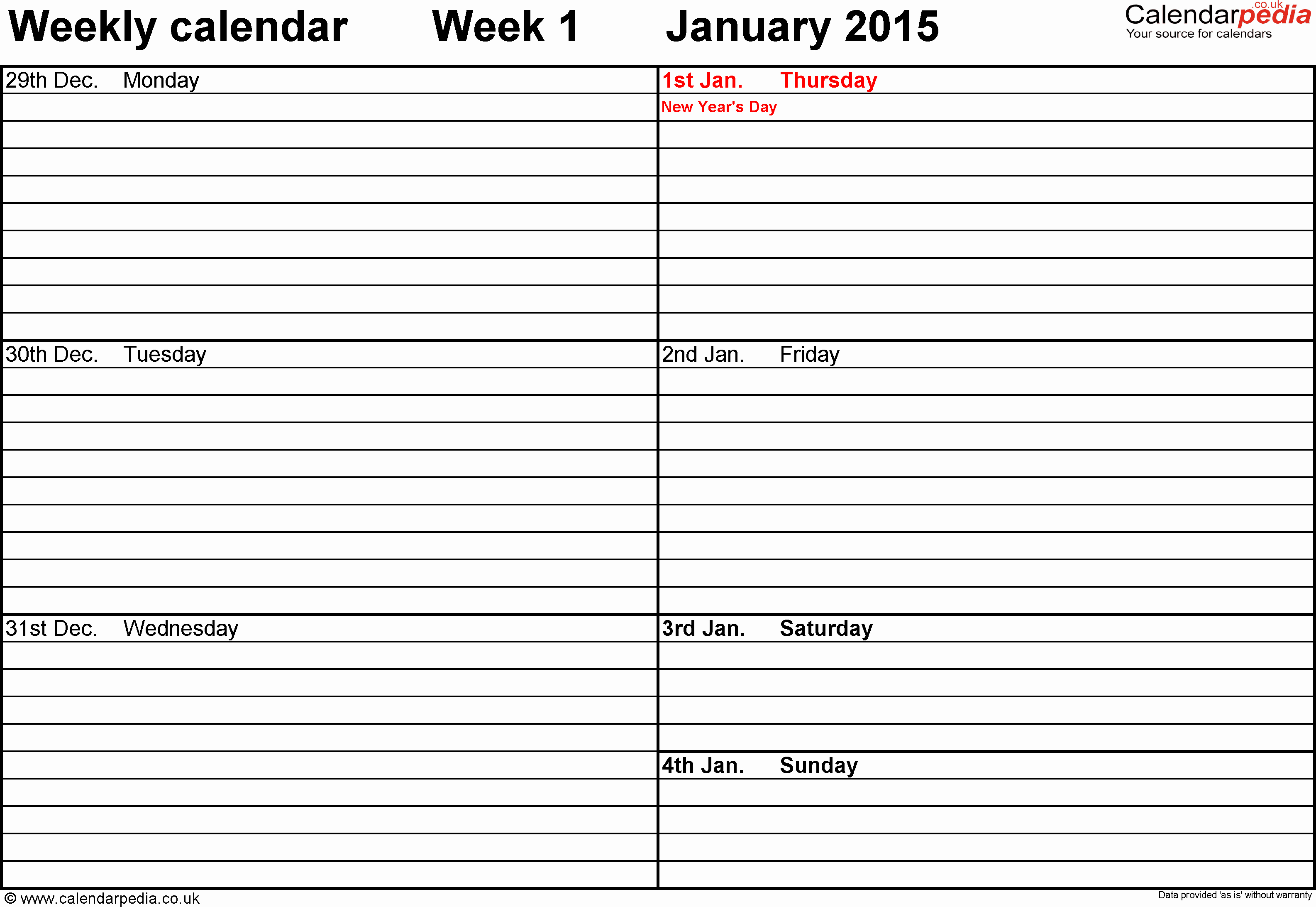 Two Week Calendar Template Unique Weekly Calendar 2015 Uk