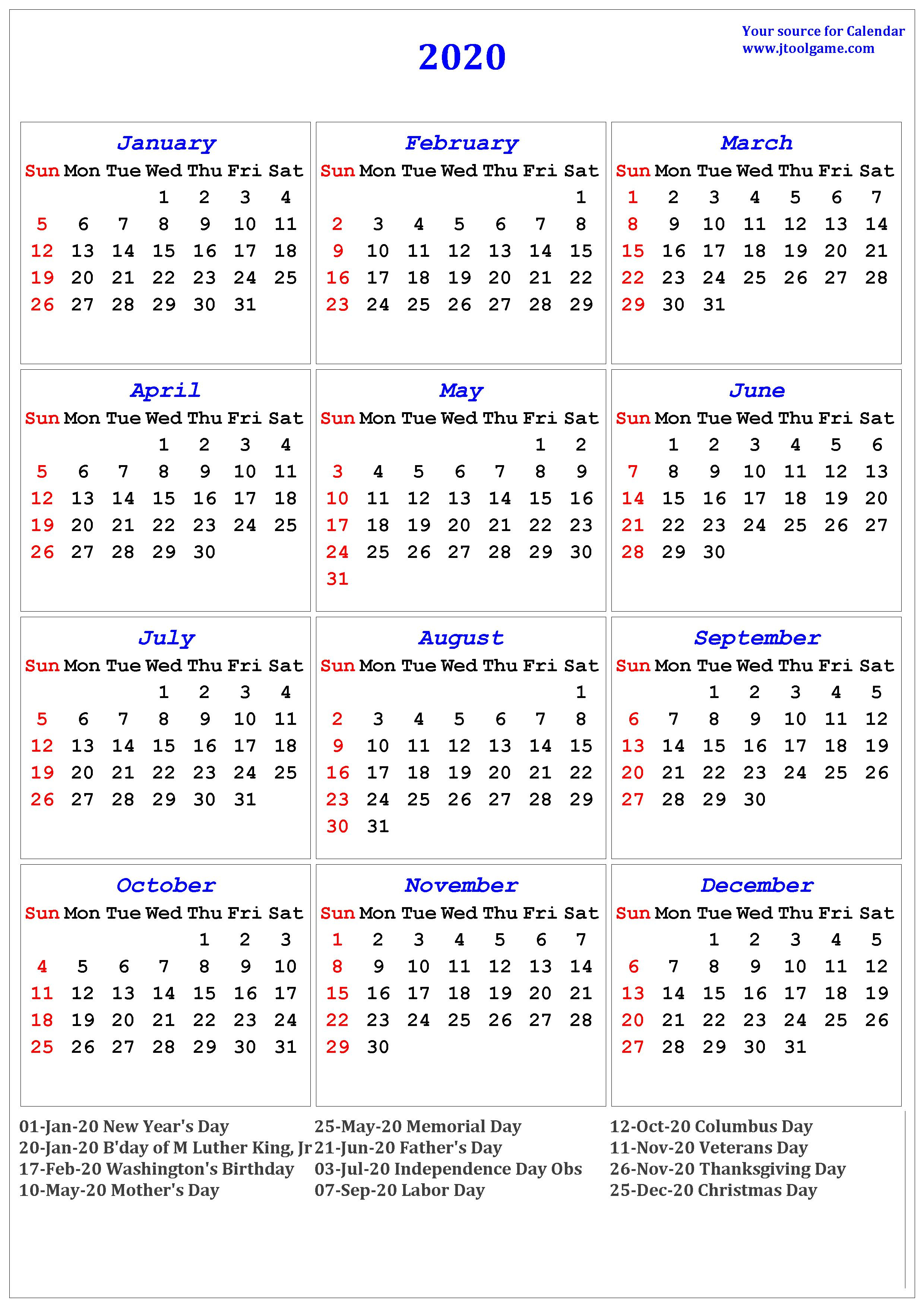 Usa Calendar 2020 - Wpa.wpart.co