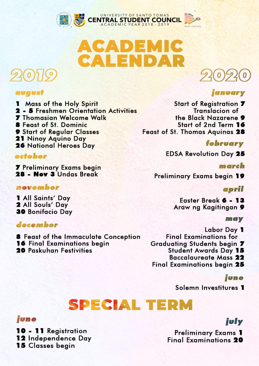 Ust Freshies On Twitter: &quot;here Is Our Academic Calendar For