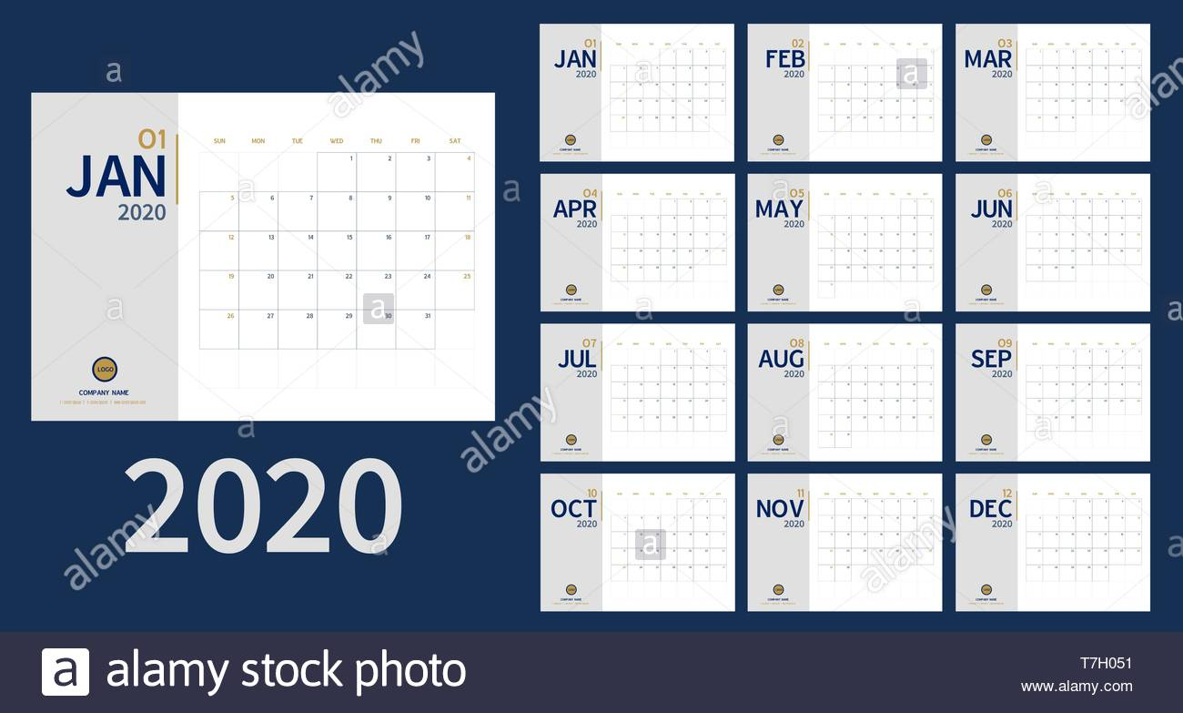 Vector Of 2020 New Year Calendar In Clean Minimal Table