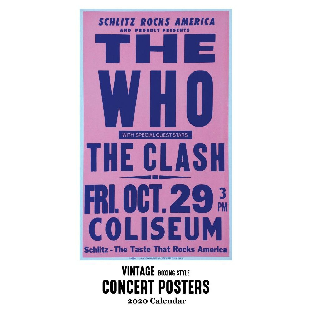 Vintage Concert Posters 2020 Poster Wall Calendar