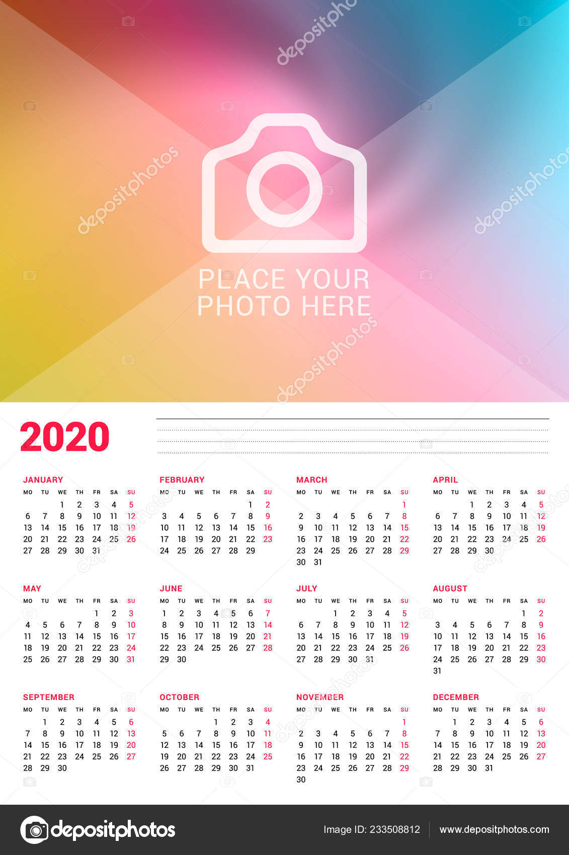 Year Calendar Poster 2020