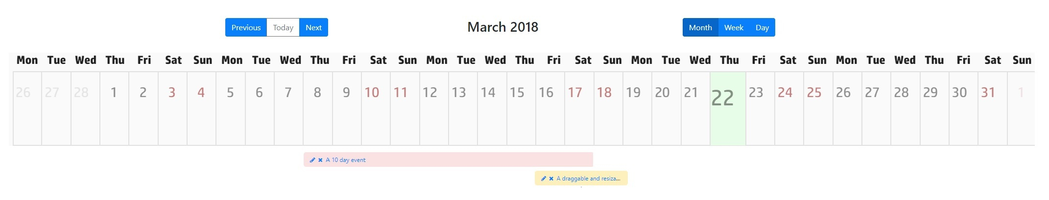 Week View Style For Full Month View In Angular Calendar