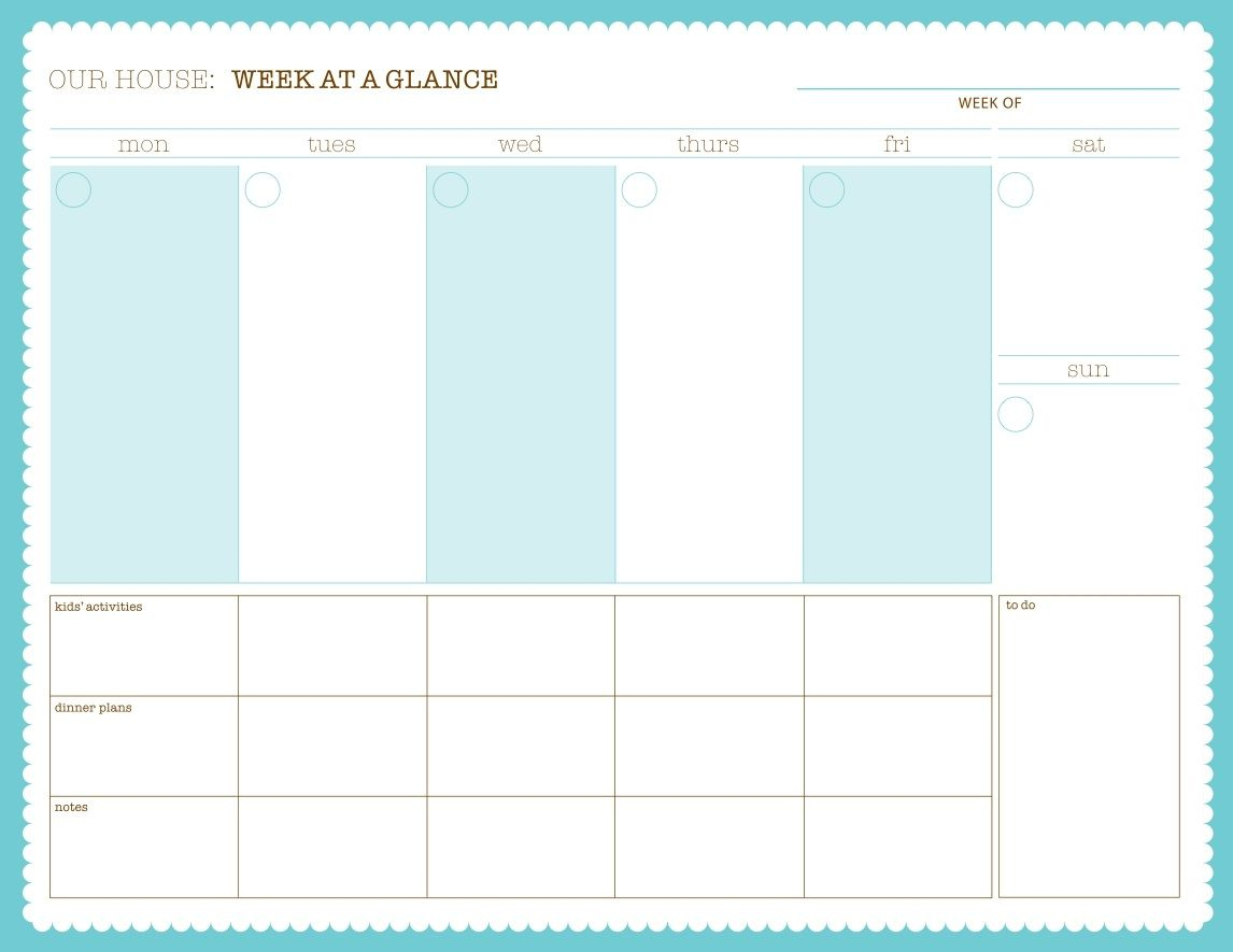 Weekly Calendar - Free Pdf Printable | Calendar Organization