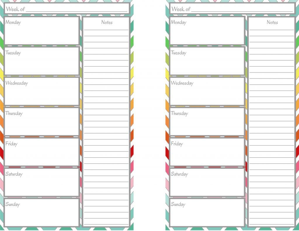 Weekly Calendar Half Page | Printables | Jahresplaner