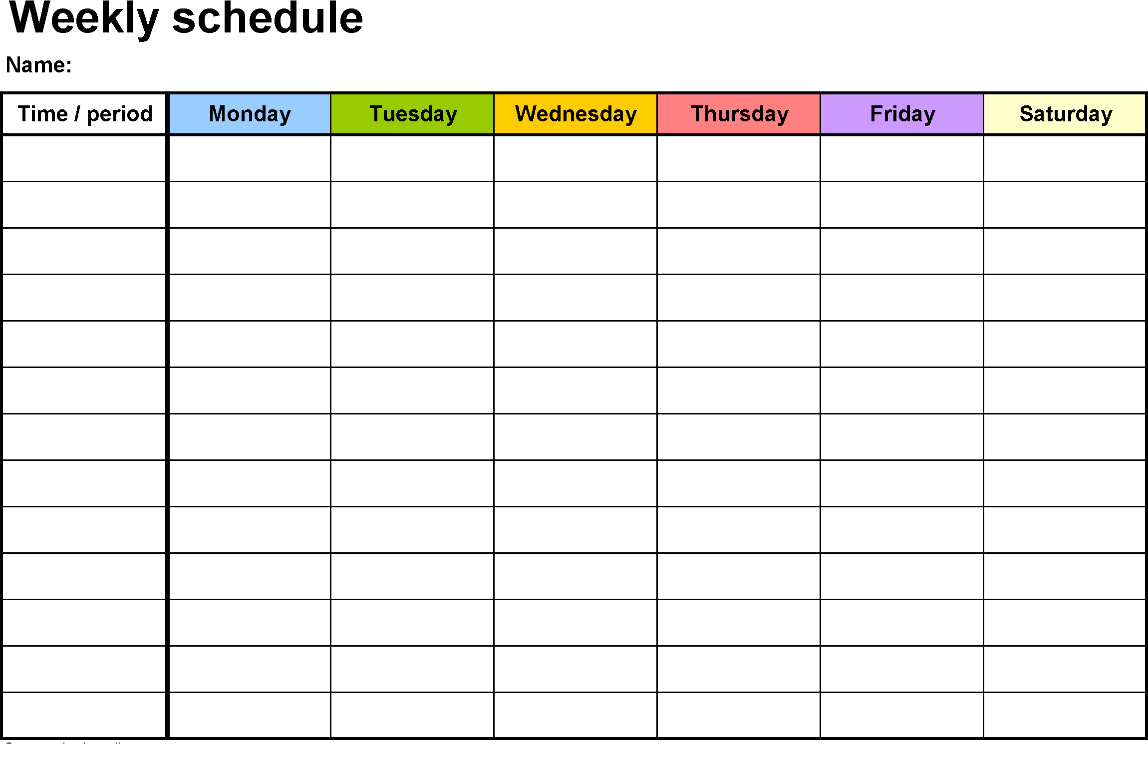 Weekly Calendar Free Printable Pdf