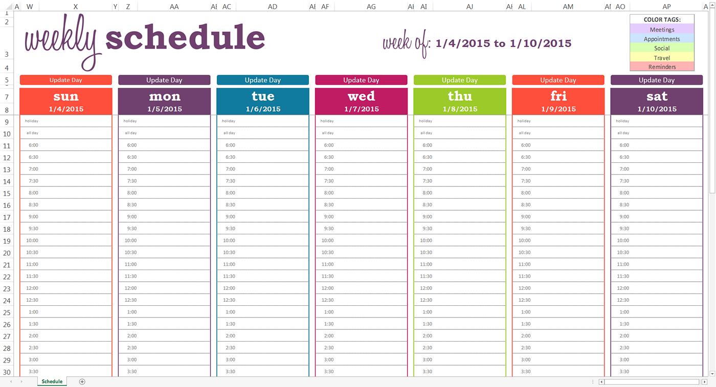 Weekly Calendar Template With Time Slots - Google Search