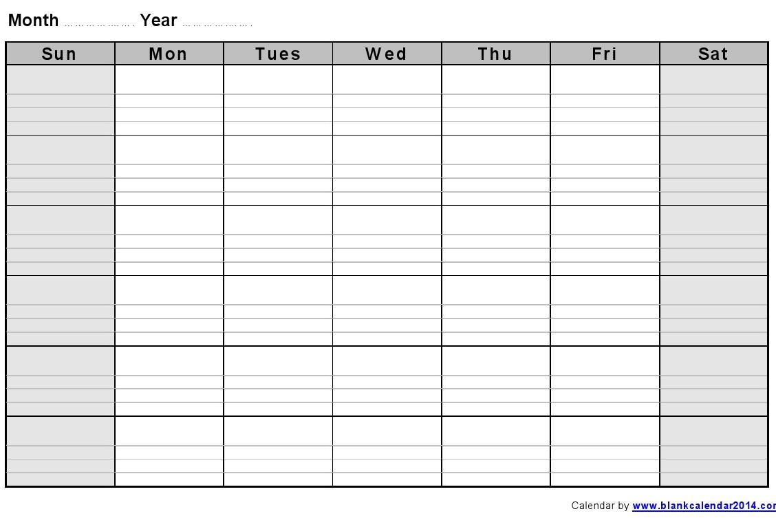 Weekly Calendar With Lines – Printable Month Calendar