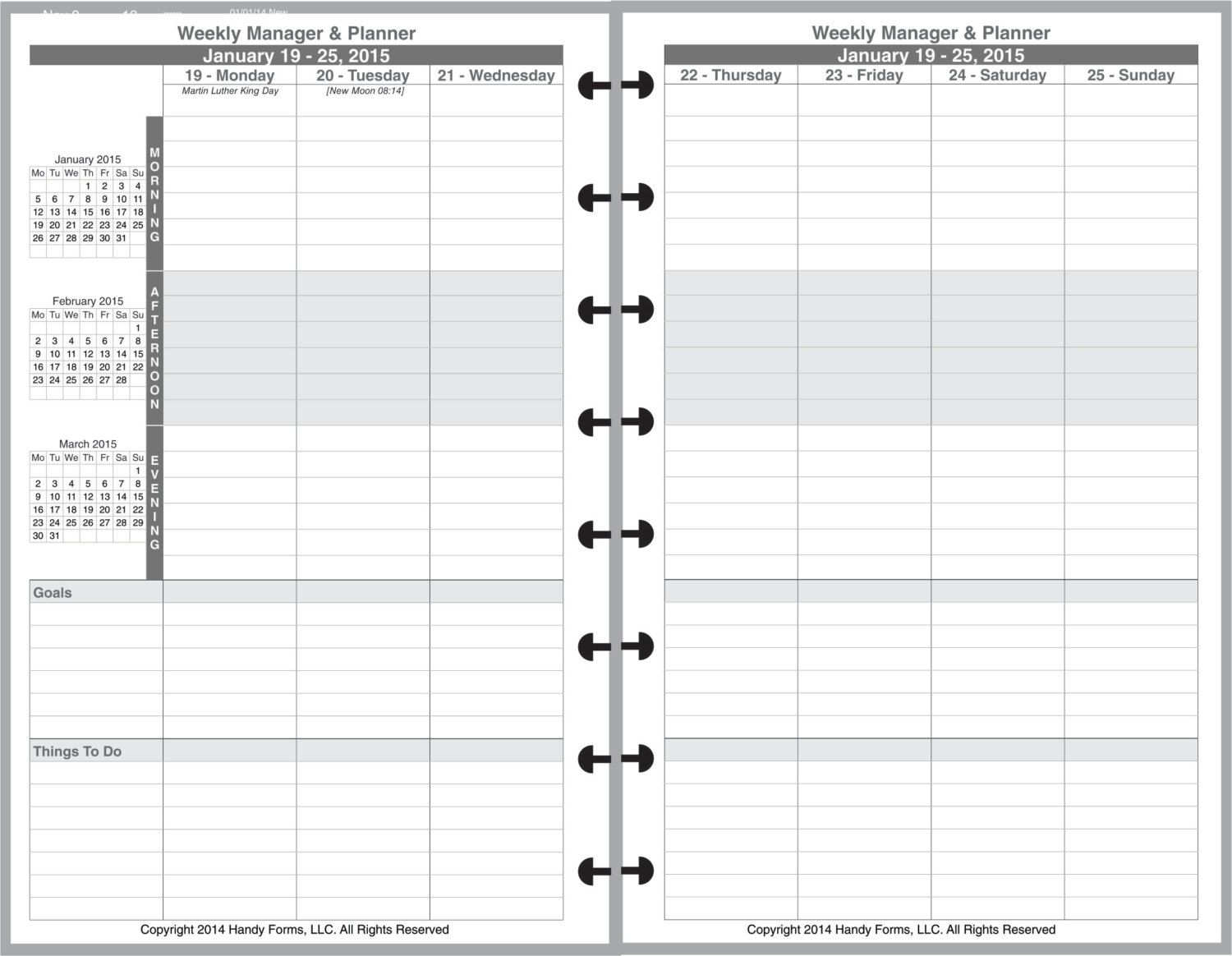 Weekly Manager Planner Organizer 2 Page Per Week 5