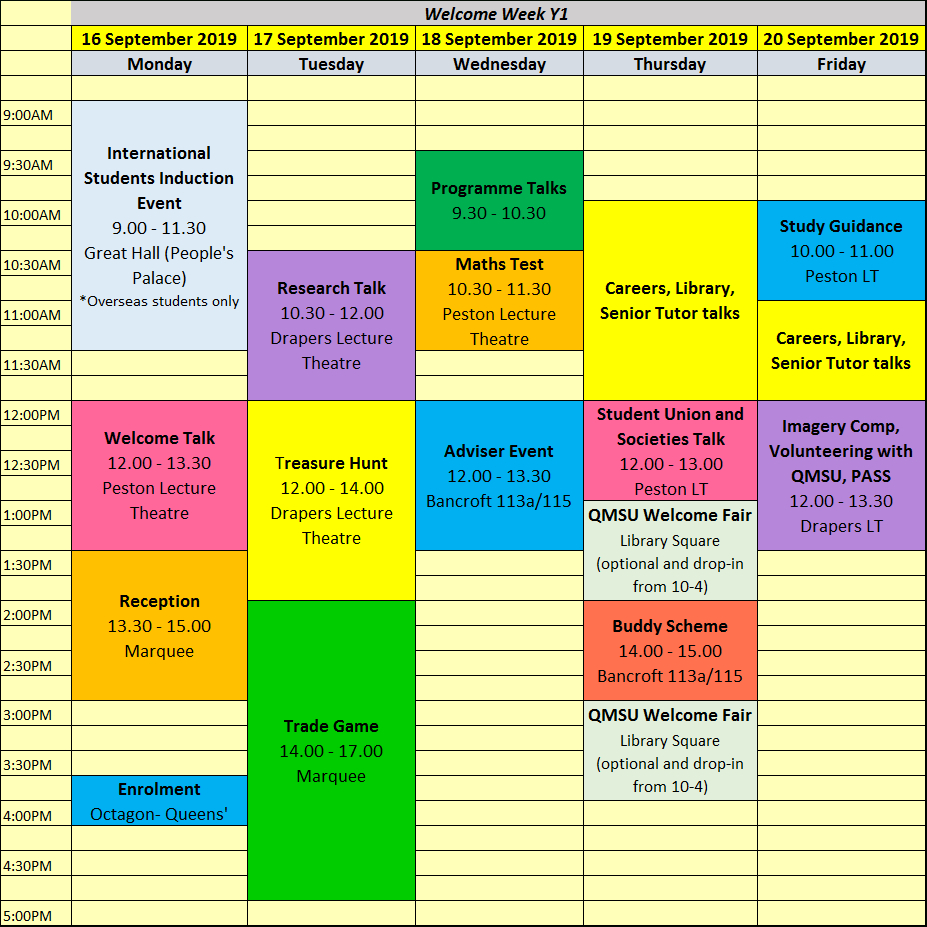 Qmul Calendar Reading Week