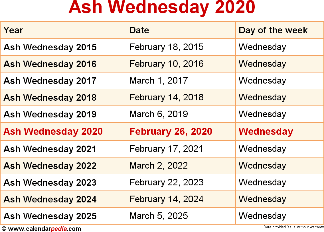 When Is Ash Wednesday 2020 &amp; 2021? Dates Of Ash Wednesday