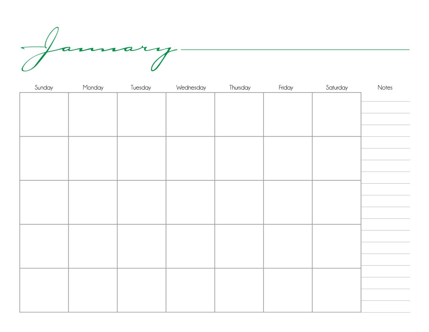 Whimsical Printable Monthly Calendar No Date /