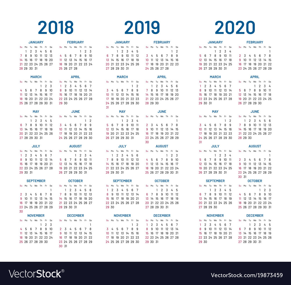 Calendar 2020 Vector Image | Calendar Printables Free Templates