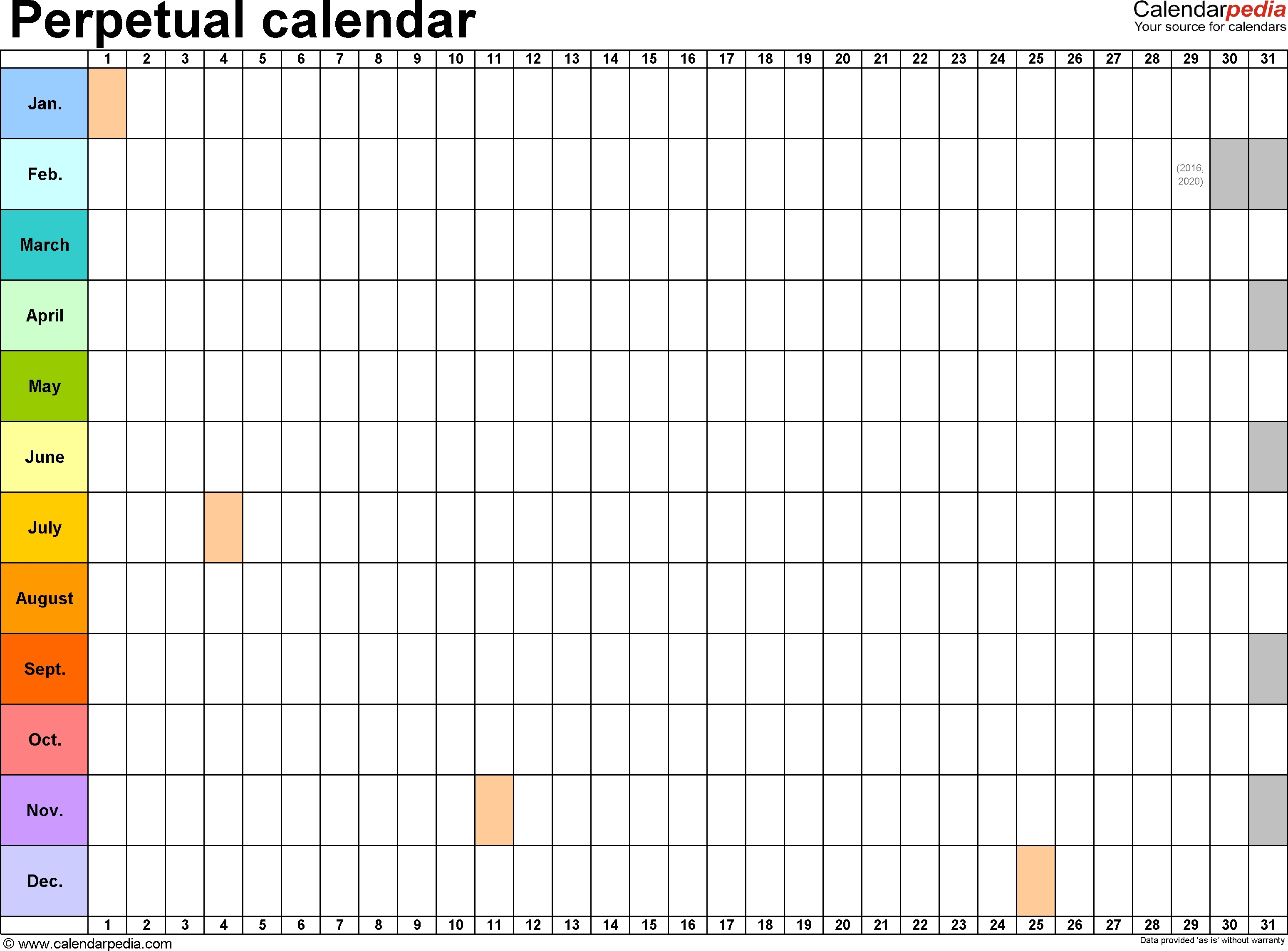 Year Calendar On One Page | Month Calendar Printable