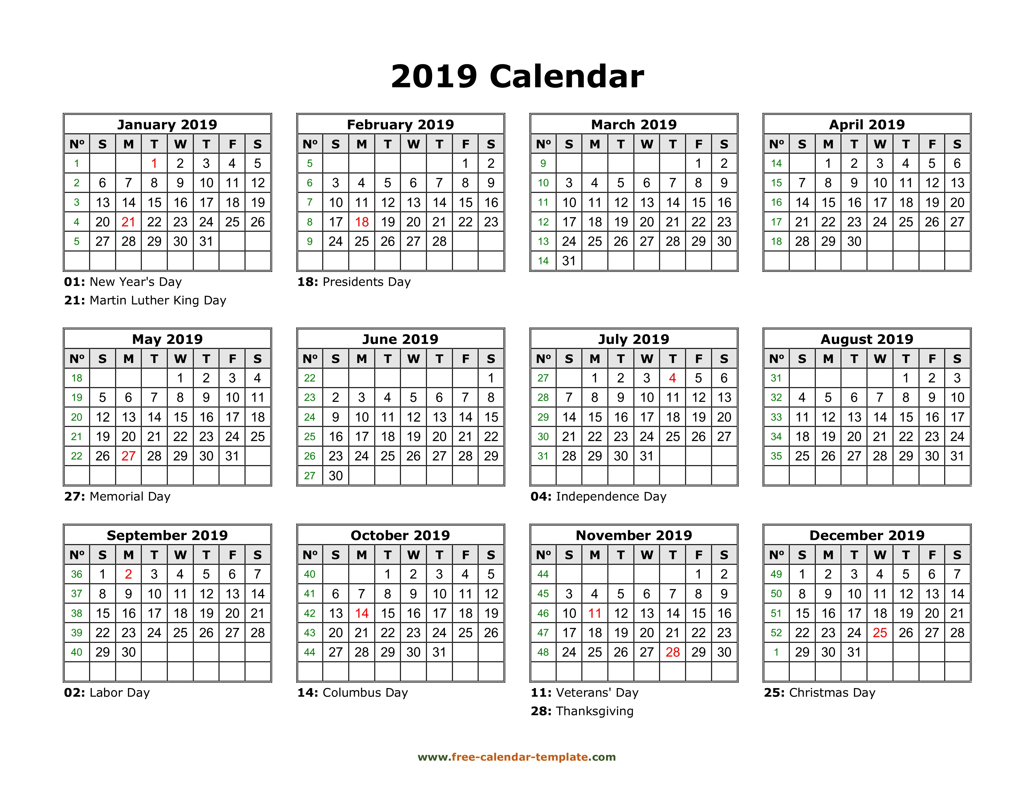 Year Calendar Free Printable | Calendar Printables Free Templates