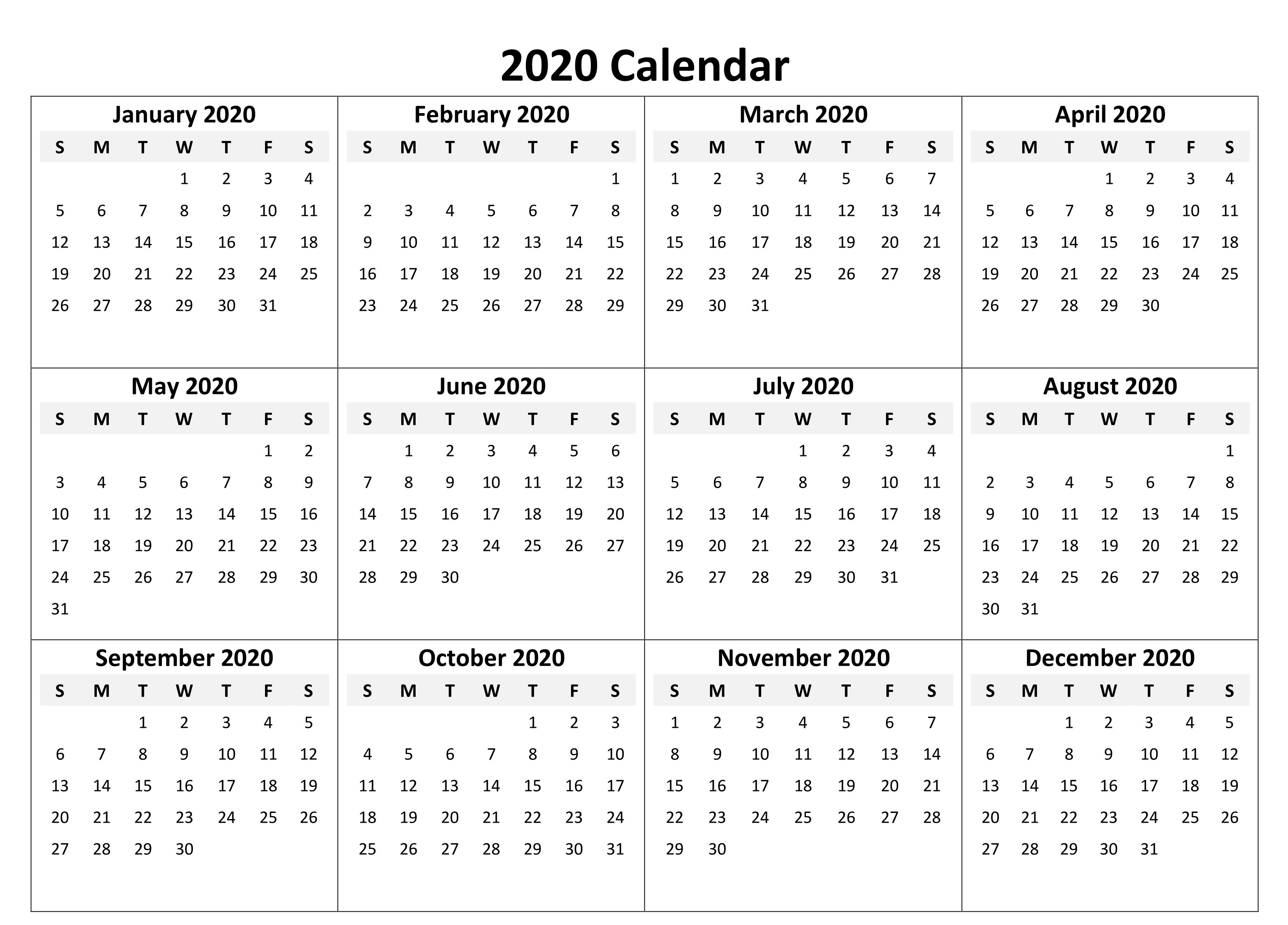 2019 Calendar Free Printable Template