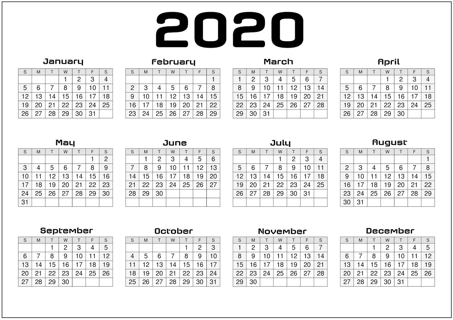 Yearly Calendar 2020 Printable Free For Agenda | Calendar