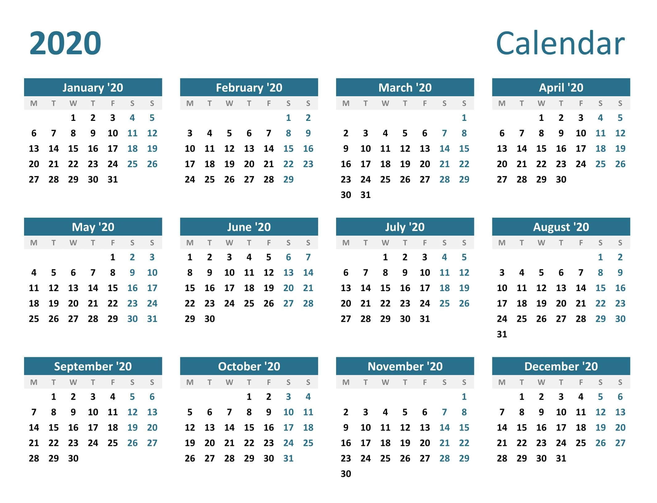 Yearly Calendar With Notes 2020 Pdf - 2019 Calendars For