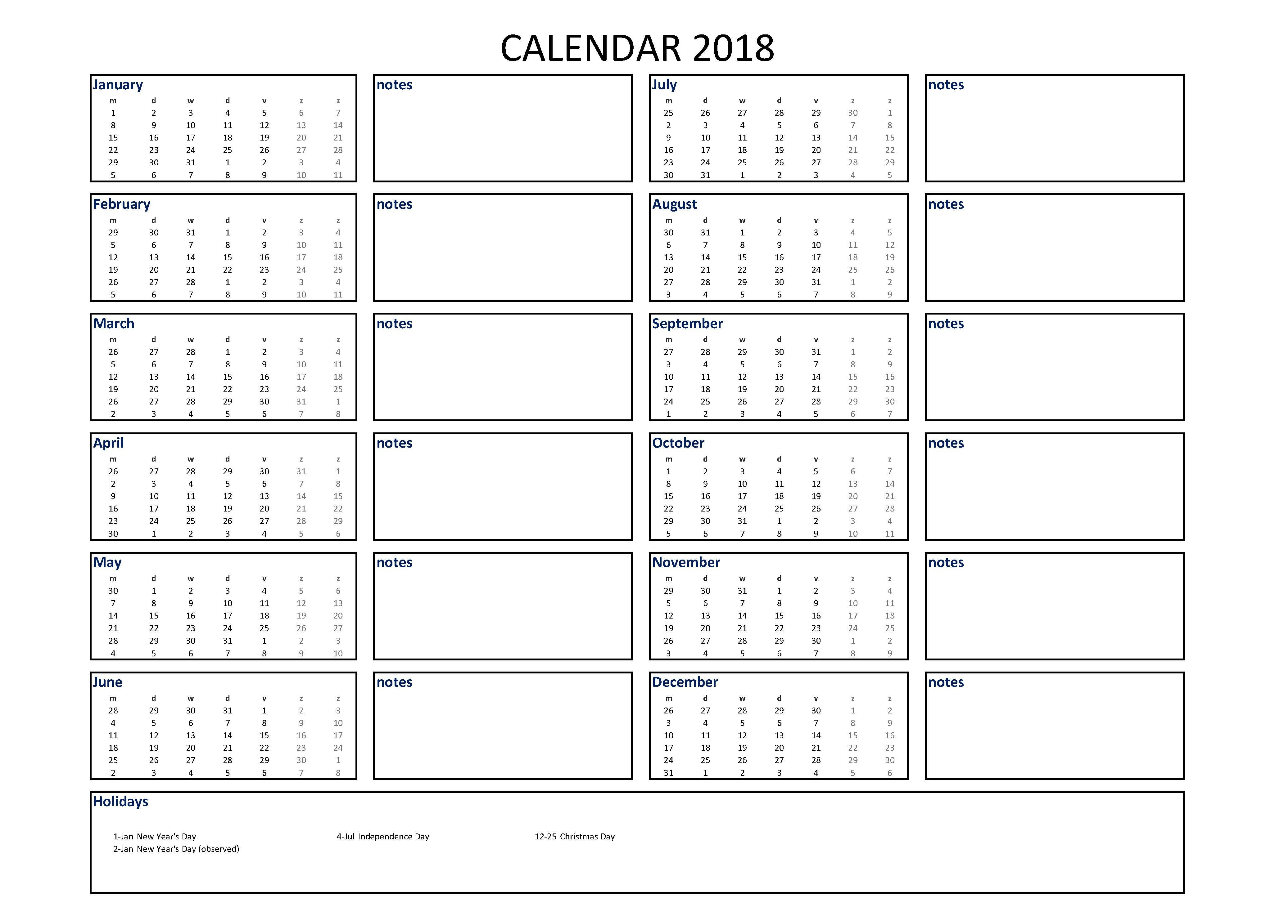 Yearly Calendar With Notes - Wpa.wpart.co
