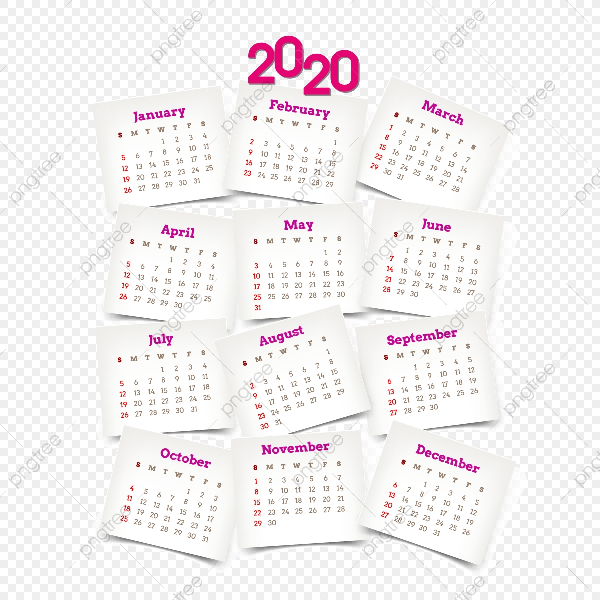 Yearly Pink Calendar 2020 2020 Calendar, Calendar 2020