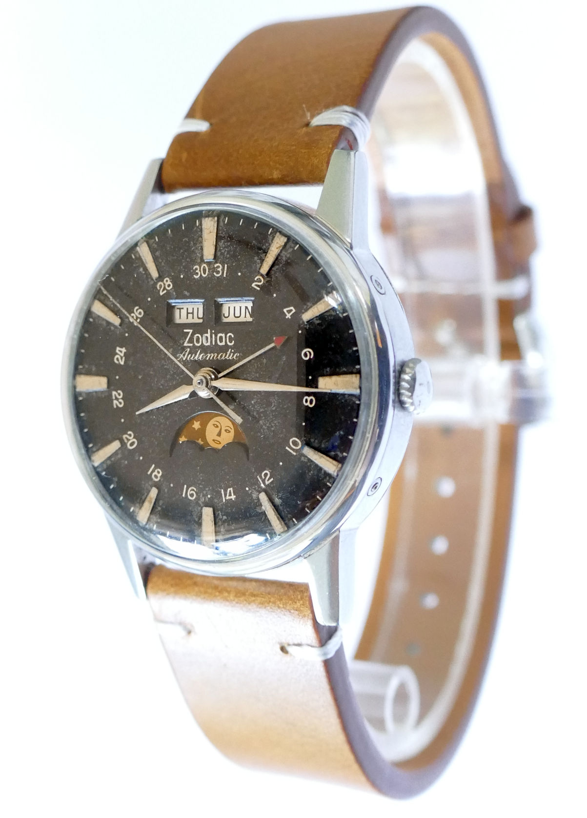 Zodiac Triple Date Moonphase Automatic Steel Watch 742-908