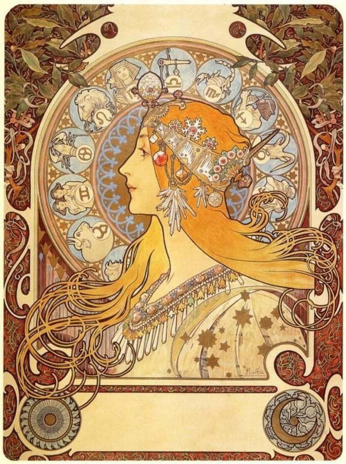 Zodiac Calendar By Alphonse Mucha