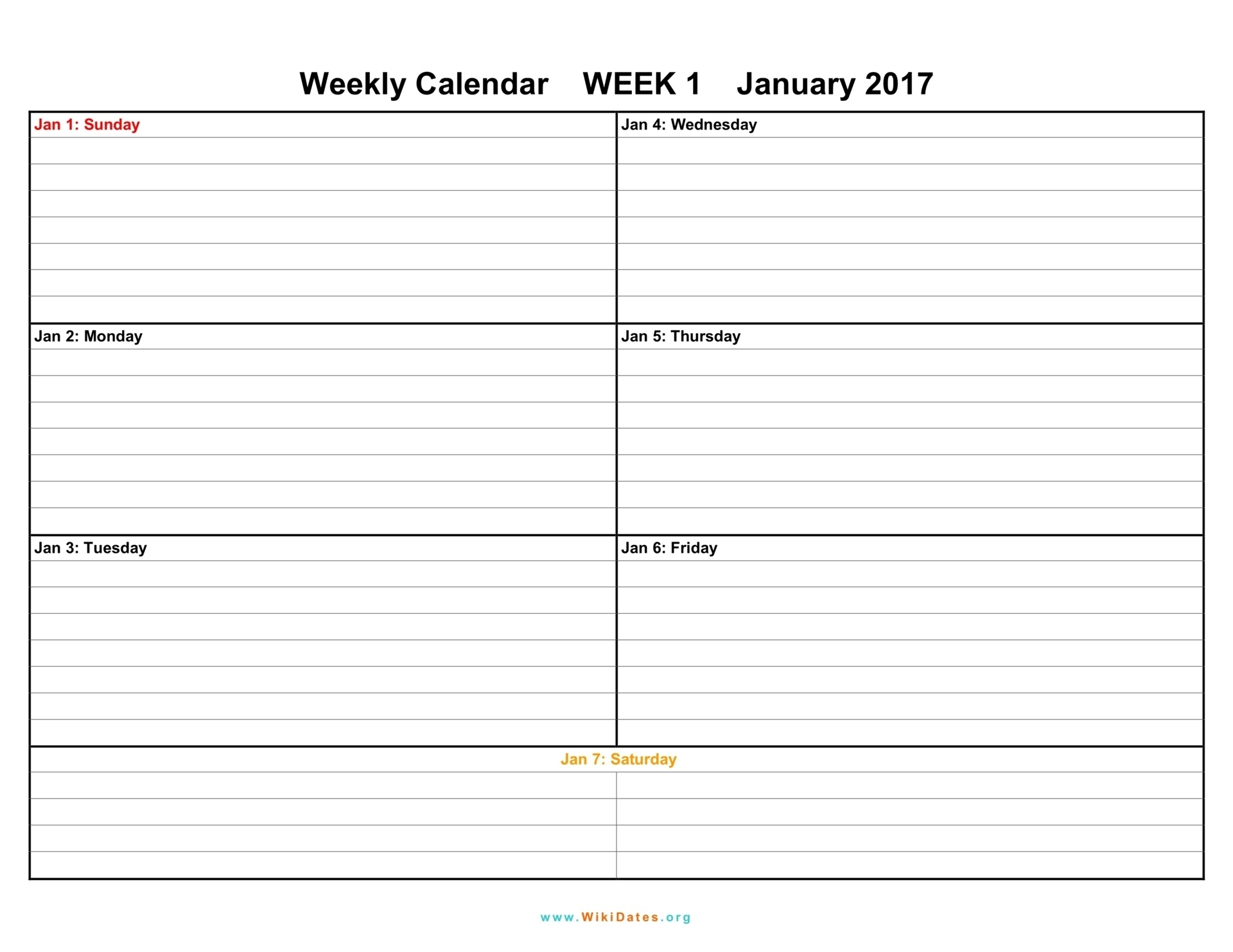 1 Week Vacation Calendar Printable – Template Calendar Design