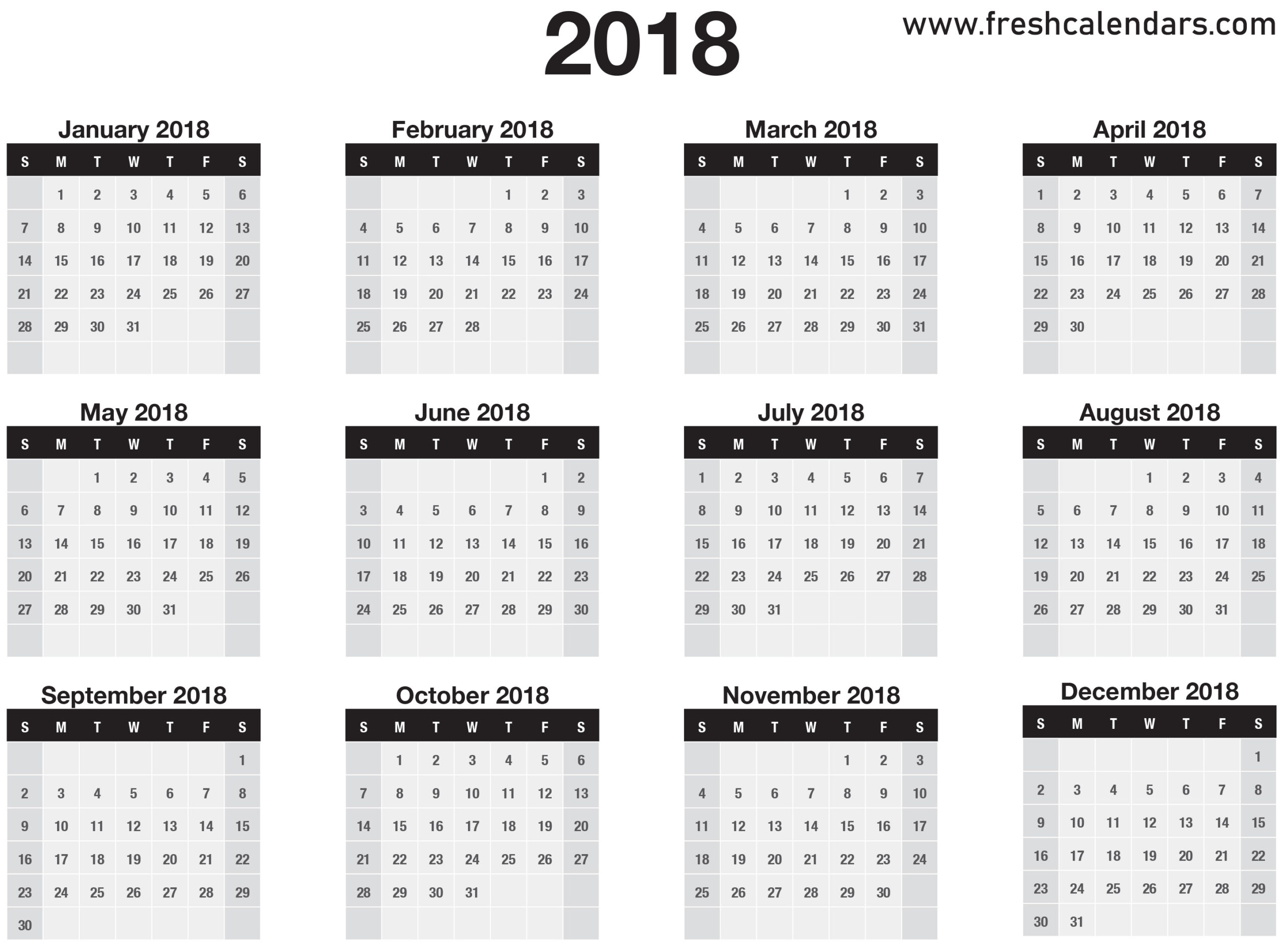 Printable Calendar Year On One Page | Calendar Printables Free Templates