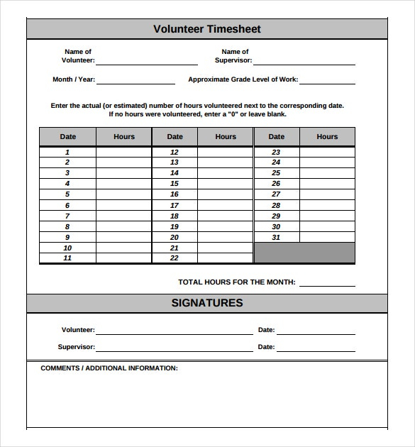 18+ Volunteer Timesheet Templates – Free Sample, Example