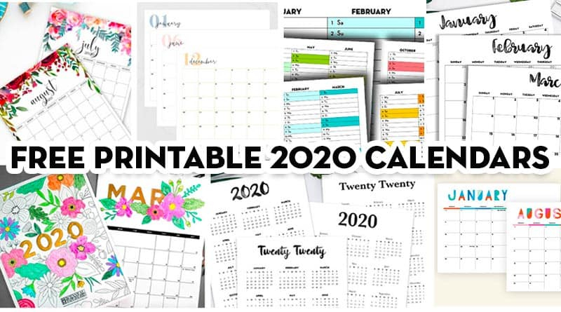 20 Free Printable 2020 Calendars - Lovely Planner