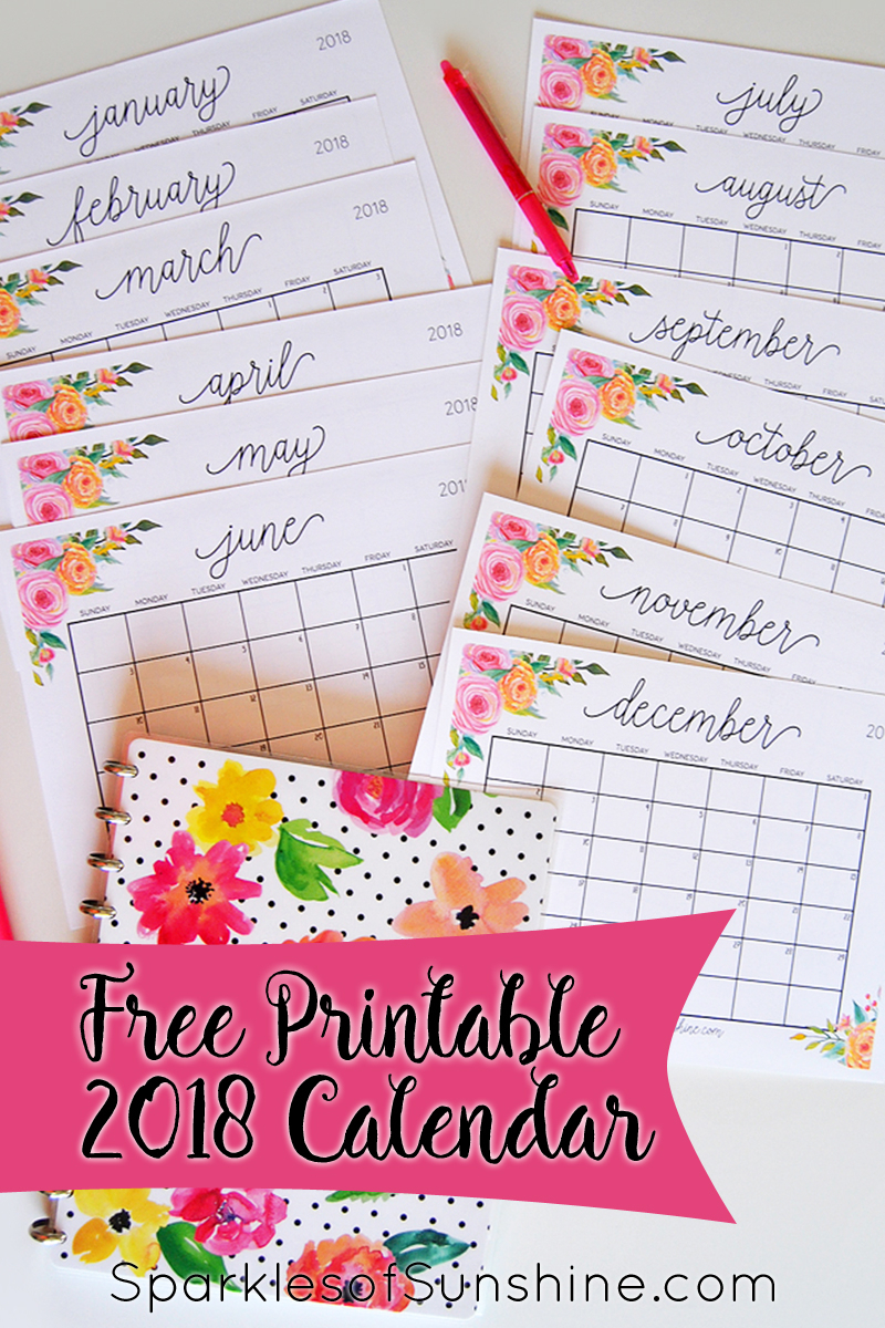 2018 Free Printable Calendars - Lolly Jane