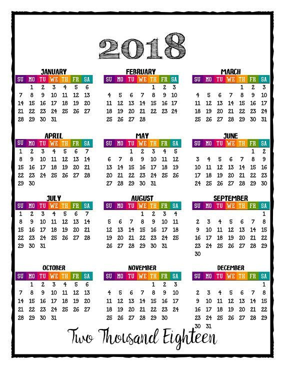 2018 Printable Caribbean Color Calendar With Bonus 2017 #