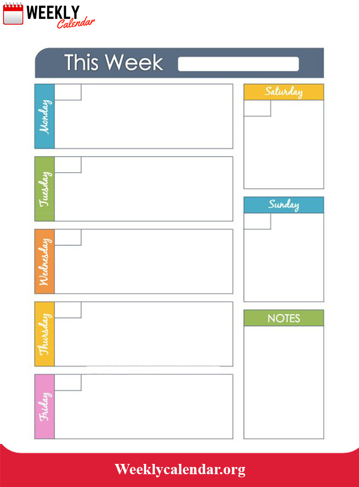 2019 Blank Weekly Calendar Printable In Pdf, Word &amp; Excel