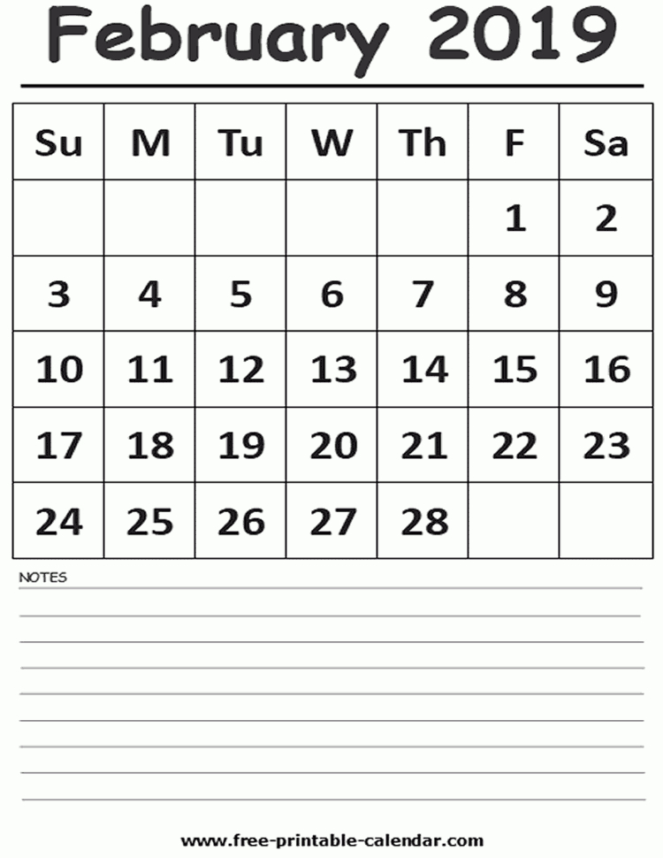 2019 Calendar February Printable | 2019 Calendar, Calendar