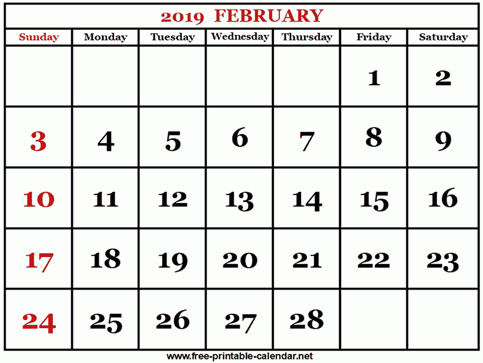2019 February Calendar | August Calendar, February