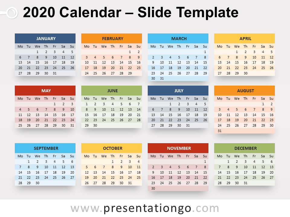 2020 Calendar For Powerpoint And Google Slides