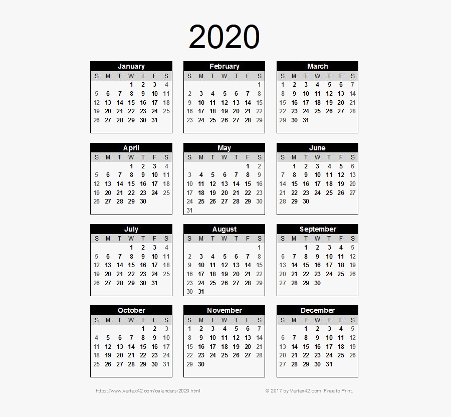 2020 Calendar Png Pic - Printable 2020 Calendar Uk , Free