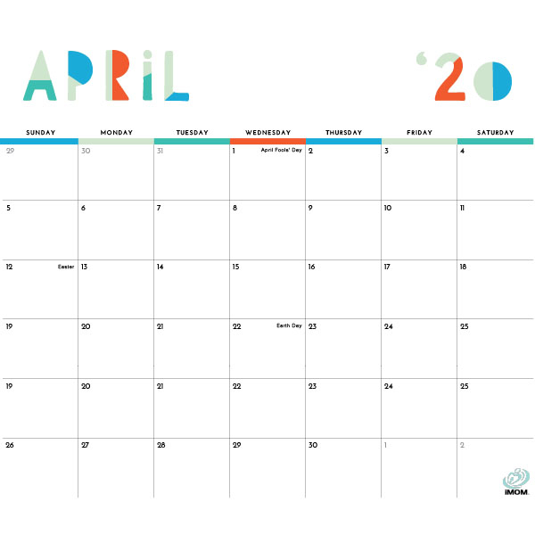 2020 Colorful Printable Calendar For Moms - Imom