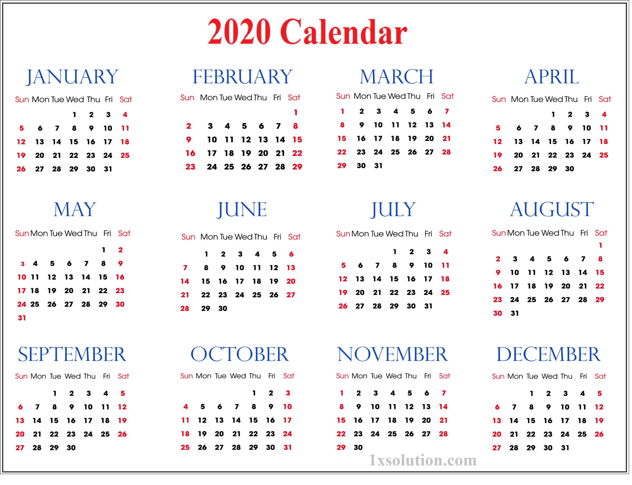 2020 Daily Calendar- To Write Your Important Notes