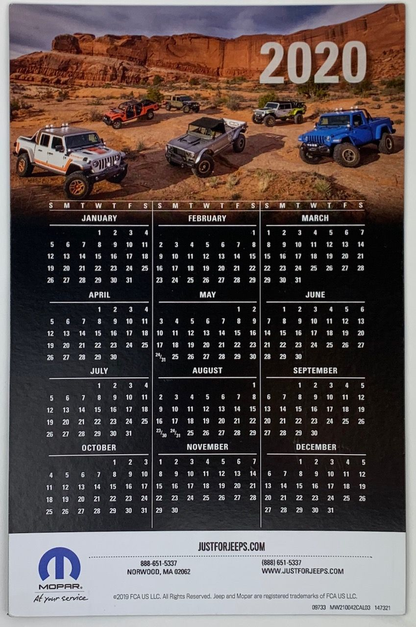 2020 Jeep Calendar Magnet #20Mag