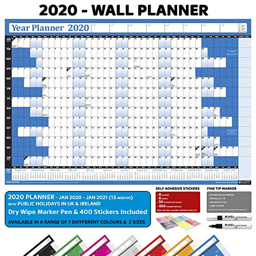 2020 Laminated Yearly Annual Office Home Wall Planner