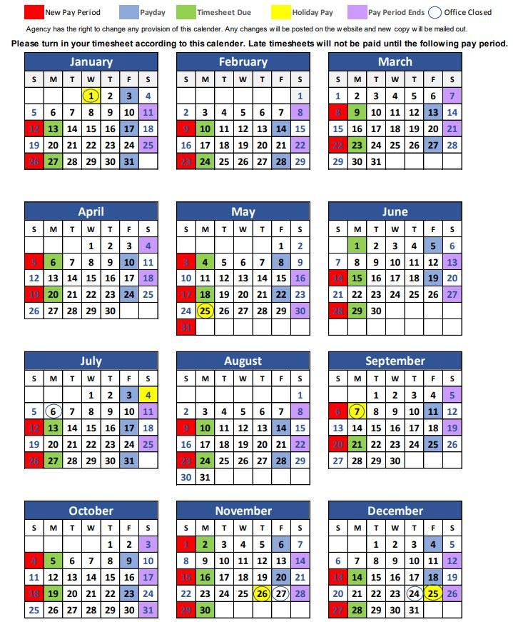 2020 Payroll Calendar – My Home Care, Inc.